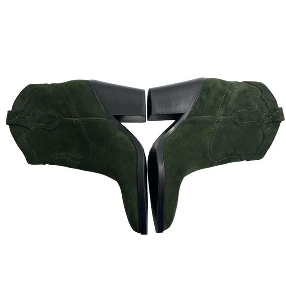 NEW Marc Fisher‎ Gona Western Bootie Dark Green Suede Leather Fall Boots 6 Shoes - Picture 3 of 9